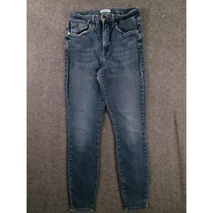 Good American Jeans Womens 6 Blue Skinny Dark Wash Distressed Grunge Classic